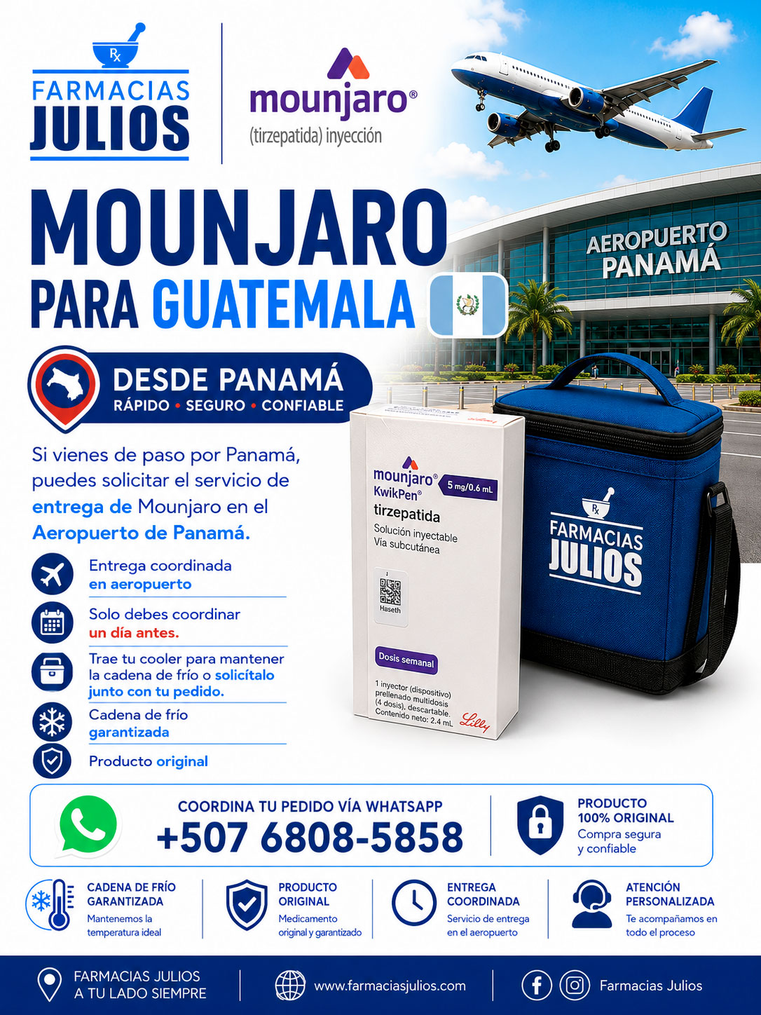 Servicio de Coordinación de Mounjaro para Guatemala desde Panamá
