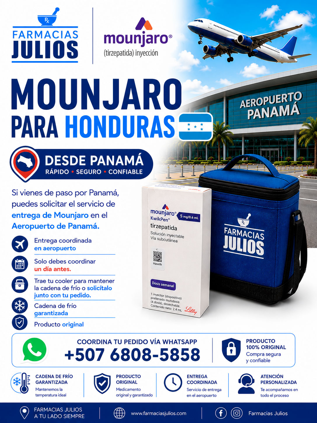 Servicio de Coordinación de Mounjaro para Honduras desde Panamá