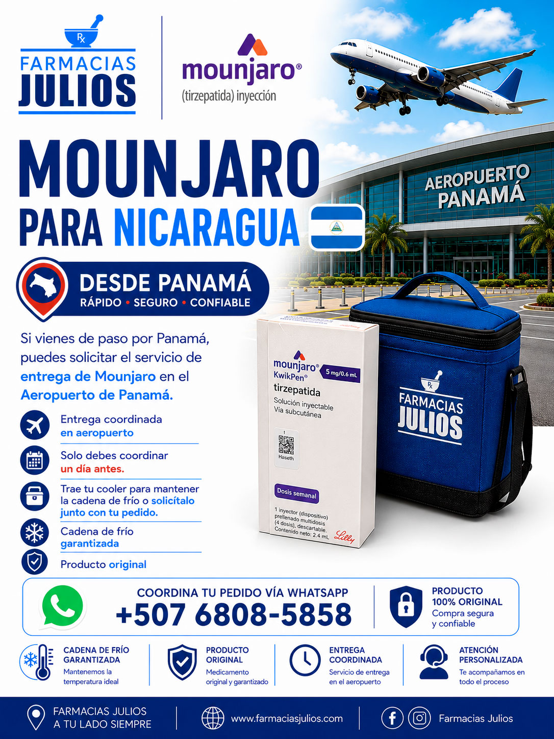 Servicio de Coordinación de Mounjaro para Nicaragua desde Panamá