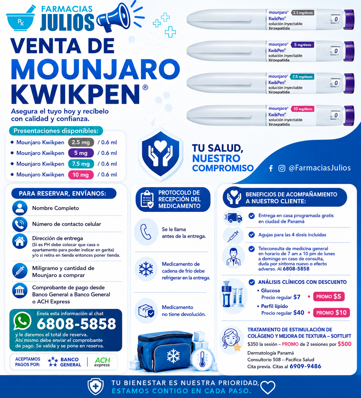 Venta de Mounjaro KwikPen en Panamá disponible en Farmacias Julios
