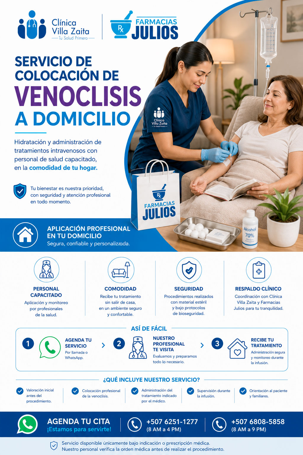 Servicio de Colocación de Venoclisis a Domicilio
