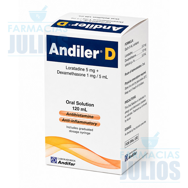 Andiler D Loratadina + Dexametasona Solución Oral 120 mL | Panamá