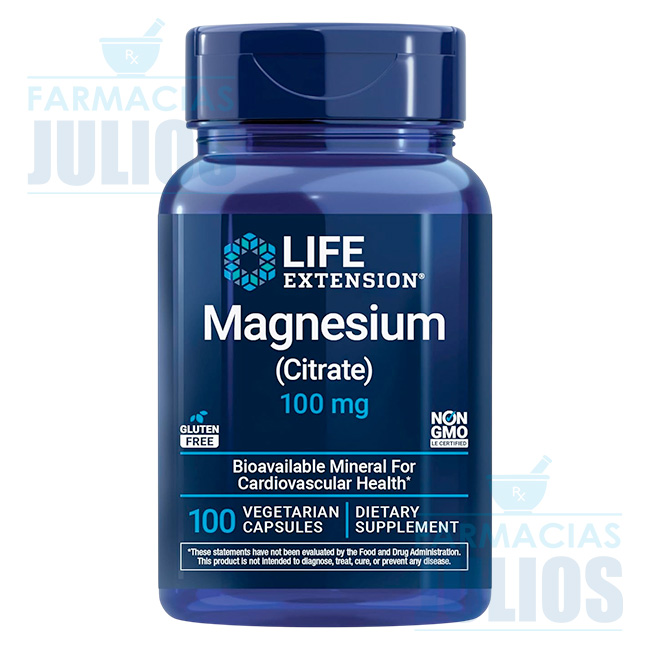Magnesium Citrate 100mg | 100 Cápsulas – Life Extension
