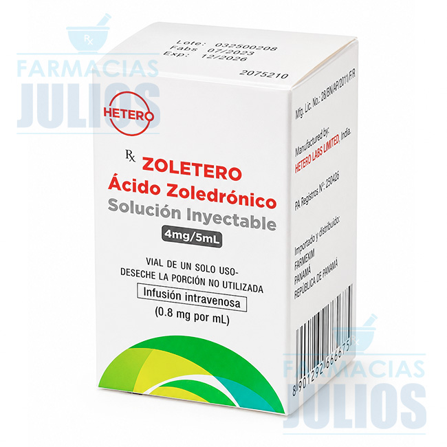 Zoletero® 4mg/5mL Ácido Zoledrónico Inyectable | Panamá