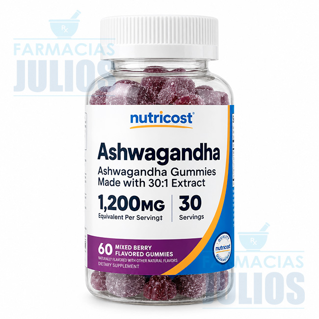 Nutricost Ashwagandha Gummies 1,200mg – 60 Gomitas Mixed Berry
