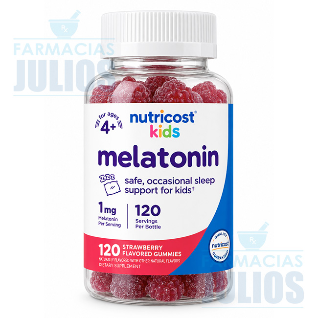 Nutricost Kids Melatonin 1mg – 120 Gomitas Sabor Fresa
